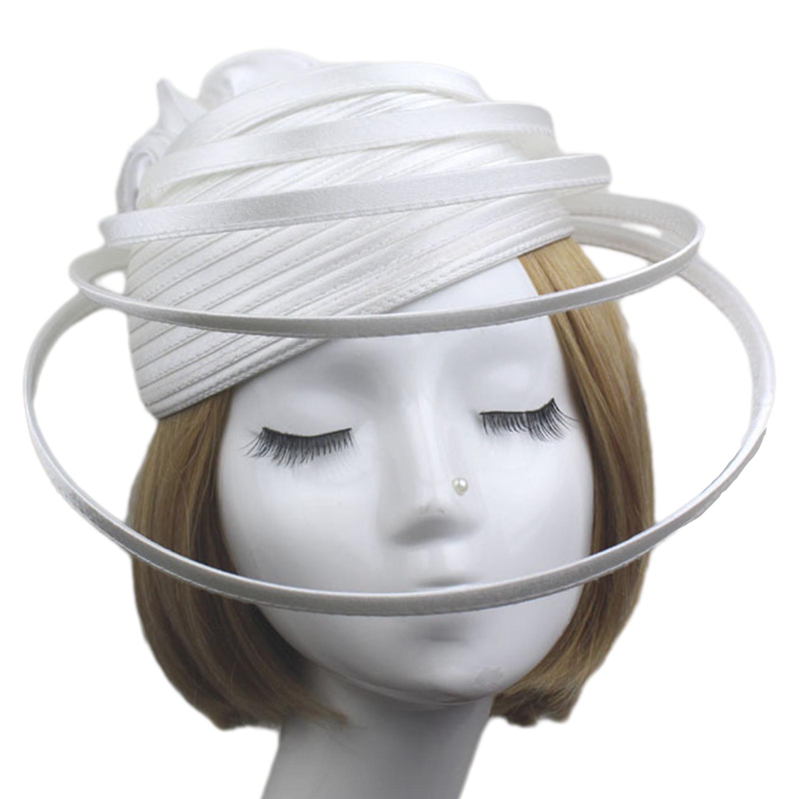 

Women Dress Church Baptism Hat Derby Cap Fascinator Pillbox Hat for HorseRacing Halloween TeaParty Wedding Derby Hat белый