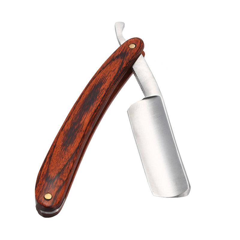 Men Shaving Straight Razor Beech Wood Handle Classic Barber Razors Carbon Steel Blade Manual Shaver