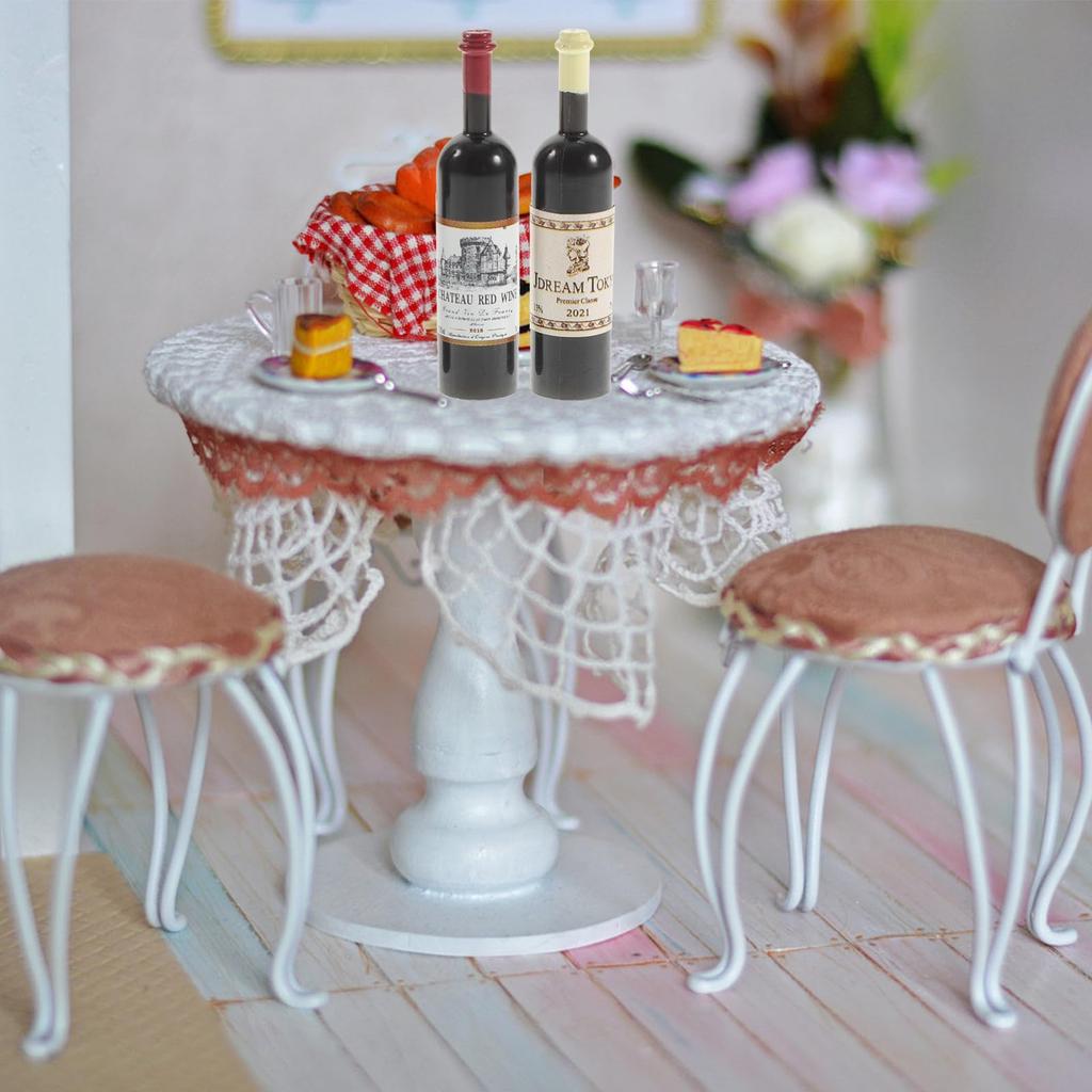 STOBOK Modelo de Garrafa de Vinho em Miniatura Escala Casa de Bonecas Mini Casa Pequenos Modelos de Garrafa de Vinho para Decoração de Interiores Acessórios de 8 Peças, Decoração 1/12,