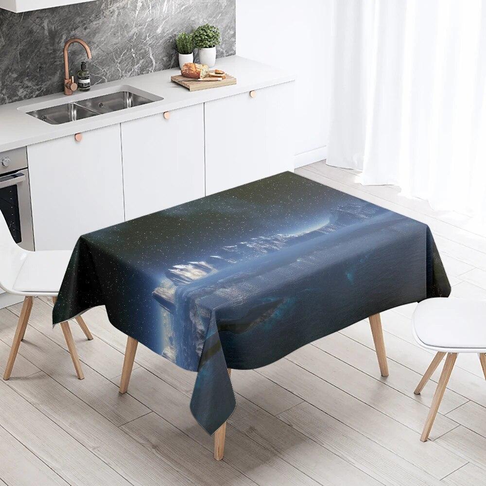 Milky Way Starry Sky Tablecloth  Aurora Scene  Party Restaurant Decoration Antifouling Waterproof Table