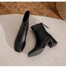 2025 new thick heel short boots women's French square head spring and autumn single boots fashion medium tube thin boots black high heel boots