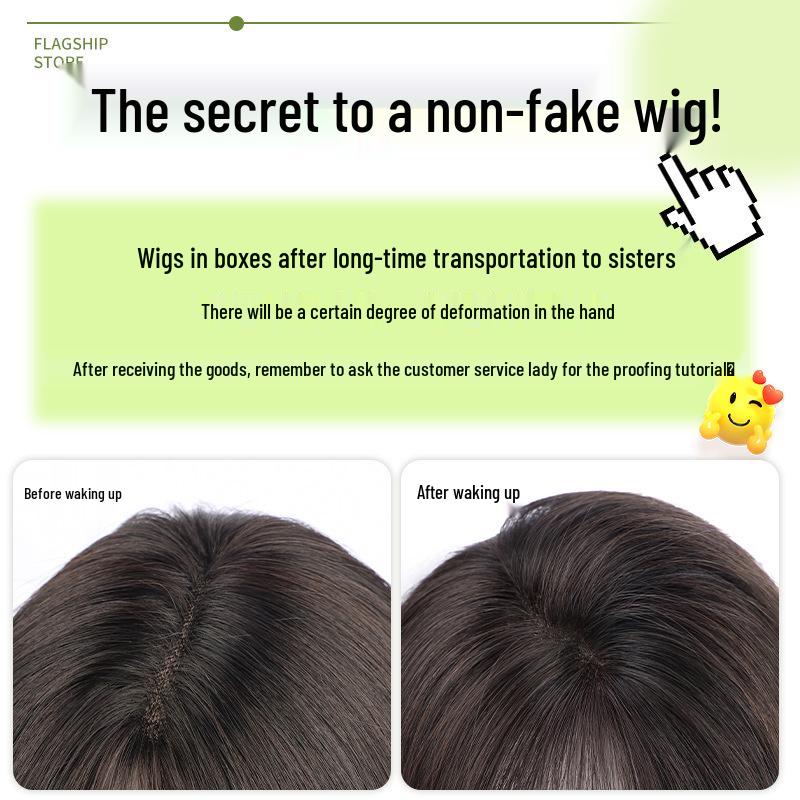 Fluffy Real Hair Bangs Wig for Women: Covers Gray Hair, Lightweight with Seamless Sideburns for Added Volume