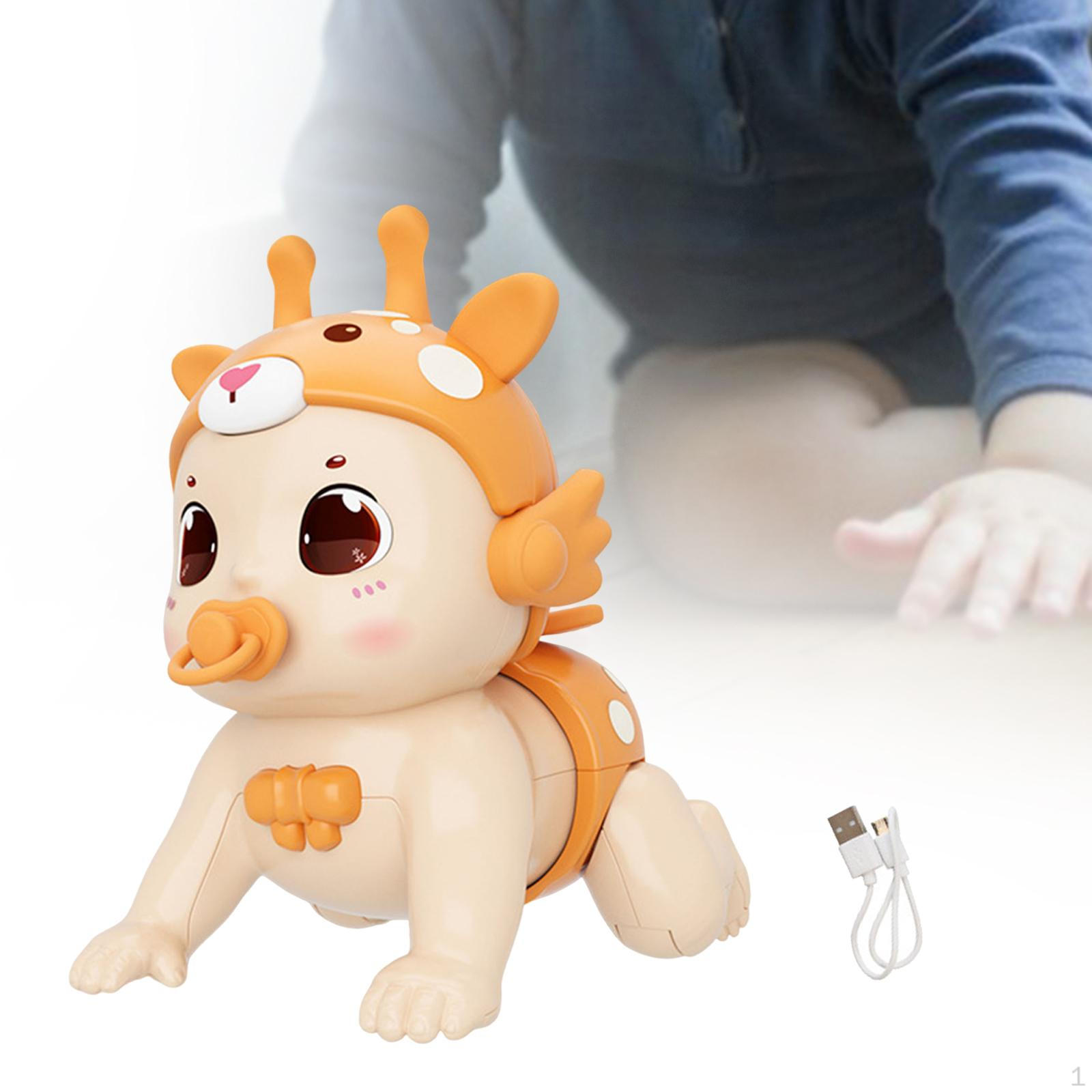 

Baby Crawling Toy Children Sound Early Education Development Creative Light up Animal with Orange Deer