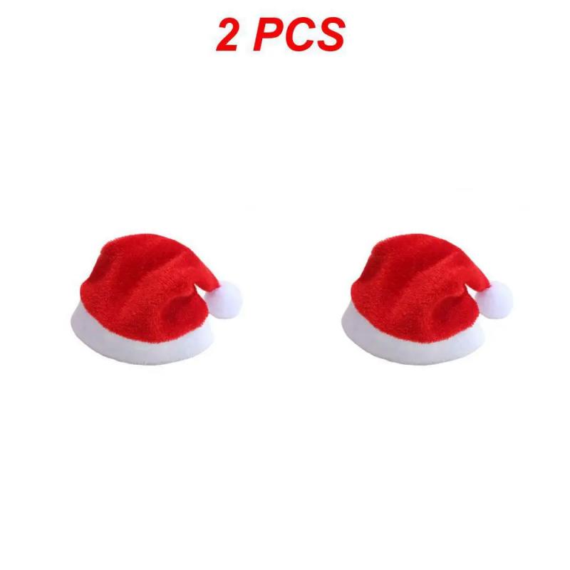 1~8PCS Hot Sale Mini Santa Claus Hat Christmas Xmas Holiday Lollipop Top Topper Cover For Festival Christmas Decoration For Home