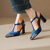 Fashion 2025 New Women Pumps Shoes High Heel Genuine Leather Fashion Casual Summer Sexy Square Toe Office Shoes Sandal Party Woman 34-41