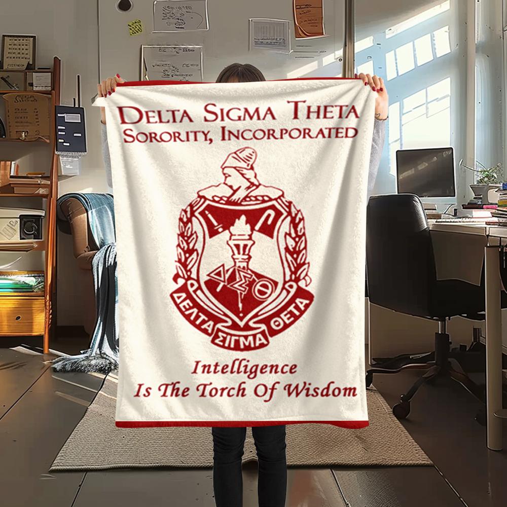 1PC AKA Sorority Print Flannel Blanket, High Quality Comfortable for All Seasons, Home Decor, Warmth and Comfort, Perfect for Christmas Gifts