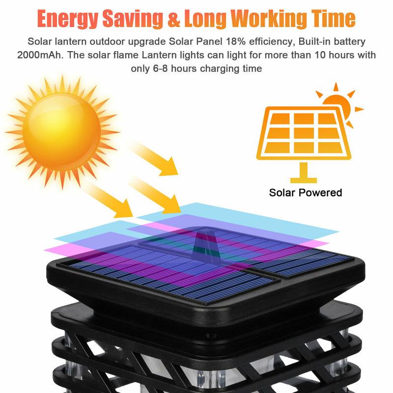 Solar Flickering Flames Lantern Ip65 Waterproof Led Torch Lamp For Outdoor Garden Patios Lawns