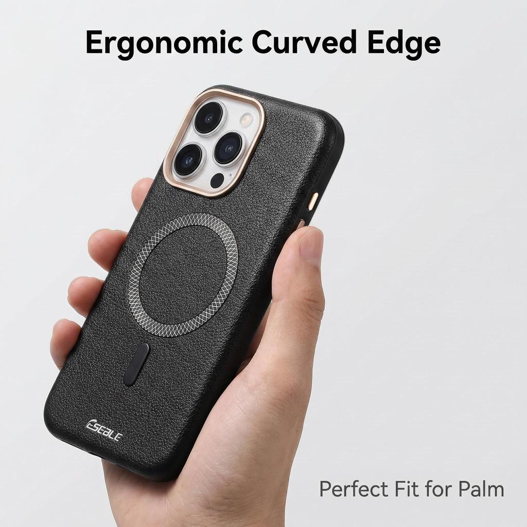 Luxury Business Magnetic Attachment Lychee Grain Leather Case for iPhone 17 Pro Max 16 15 14 13 for Magsafe Shockproof Cover