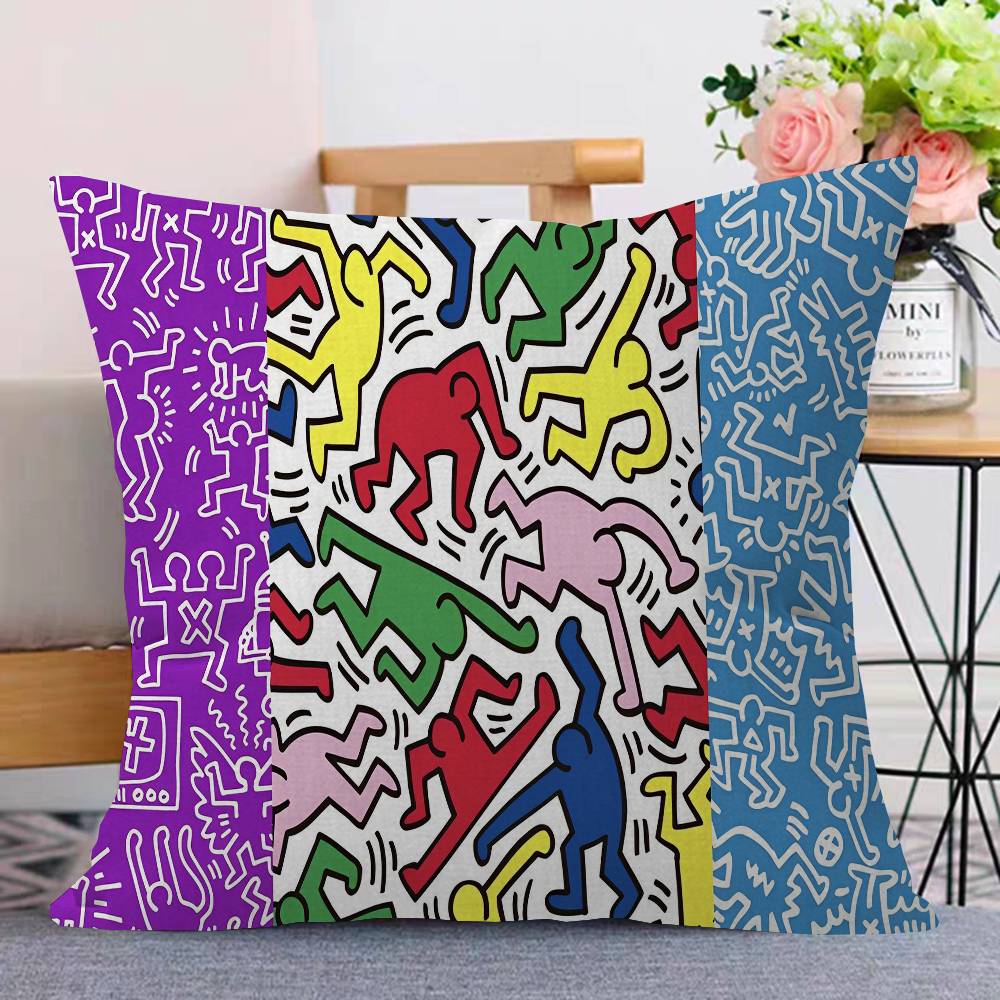 K-Keiths H-Haring Personalized picture text home decorative pillows Household Gifts 45x45cm