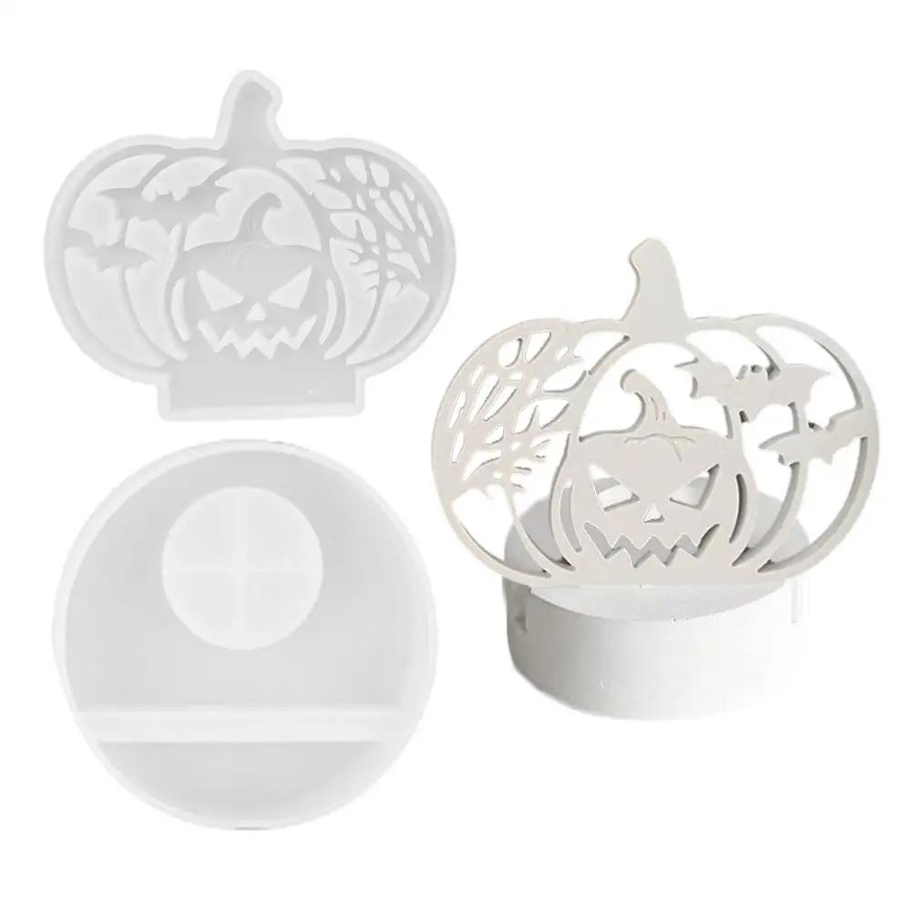 

Креативный подсвечник в виде тыквы, цементная силиконовая форма, держатель для смолы на Хэллоуин, гипсовые формы, украшения, изготовление свечей E8Y1