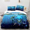 Underwater World Duvet Cover King Queen Blue Ocean Shark Bedding Set For Kids Sea Animal Coral Fish 2/3pcs Polyester Quilt Cover