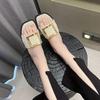 Woven Strap Lightweight Slip On Women Sandals Flat Open Toe Casual Summer Slides Comfortable Outdoor Footwear