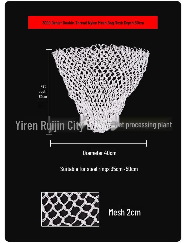Thickened Hand-Woven 6000 Denier Nylon Fishing Landing Net Bag