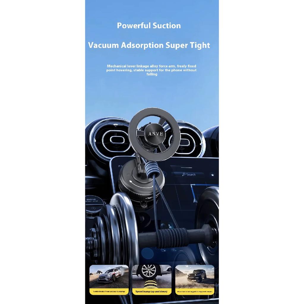 ANVE 360° Rotating Car Dashboard Holder Universal Vacuum Adsorption Robotic Arm Magnetic Suction Bracket Mobile Phone Holder