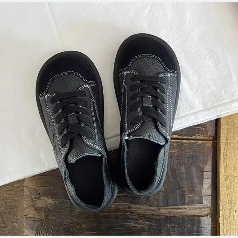 Dámské boty na šněrování s nízkým podpatkem, měkkou spodní částí, kulatou špičkou, z PU, vulkanizované, boty pro ženy, nové prodyšné a pohodlné tenisky z roku 2024