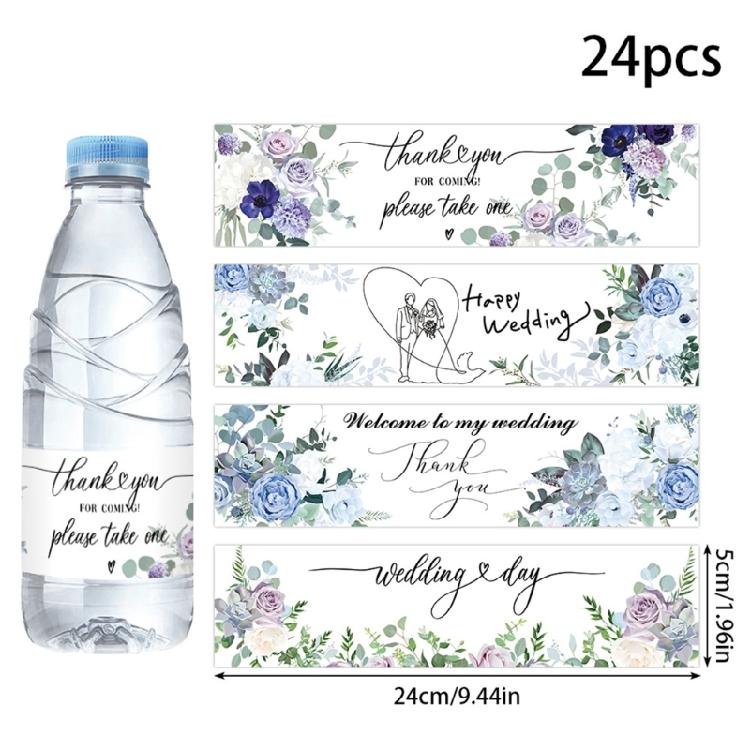 Wedding Water Bottle Labels,Waterproof Floral Water Bottle Wraps Sticker for Birthday Baby Shower Engagement Party