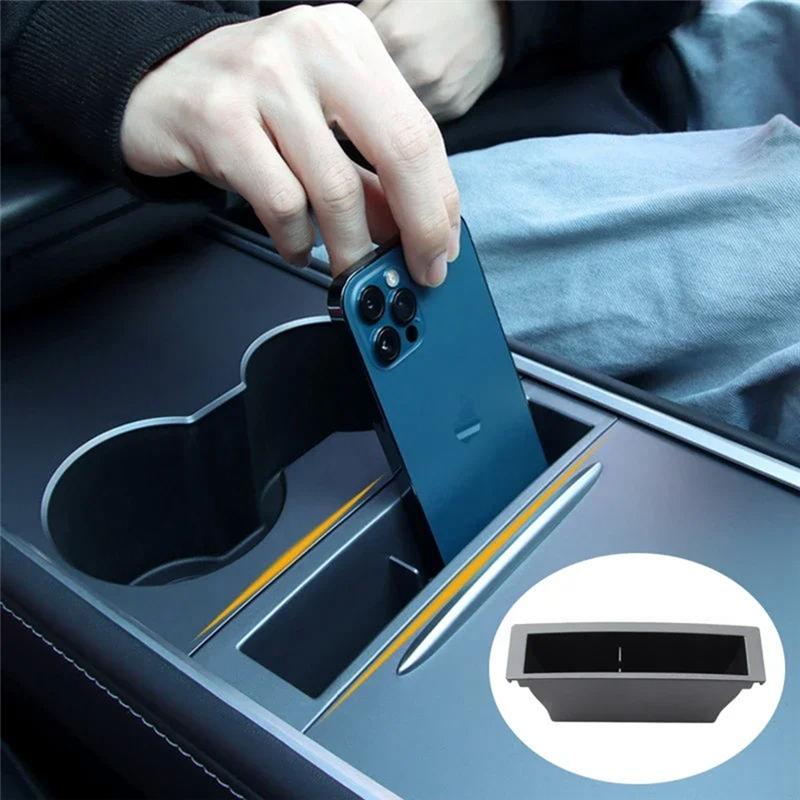 L10A Phone Charging Cable Organizer For Tesla Model 3 Y - Mobile Phone Storage Box Central Control Embedded Card Key
