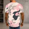 Men Plus Size Round Neck Short Sleeve Forest Camo Printed Straight Hem T Shirt