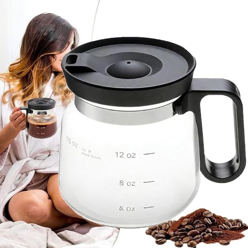 Tasse à café en verre transparent Capacité 16 onces Avec couvercle en silicone et prise ergonomique Facile à nettoyer Passe au lave-vaisselle