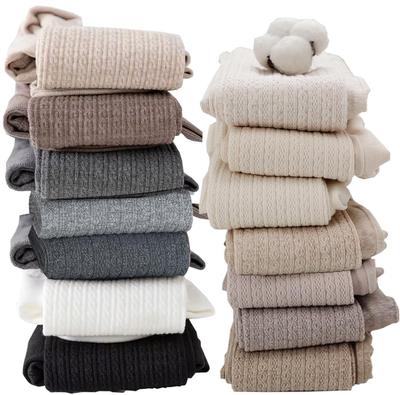 Ekieta Cotton Compression Russell Knit Pantyhose with Fleece Suitable for and Pilling Women's Tights, Lining, 5-25°C (41-77°F), High-Waisted Legs,