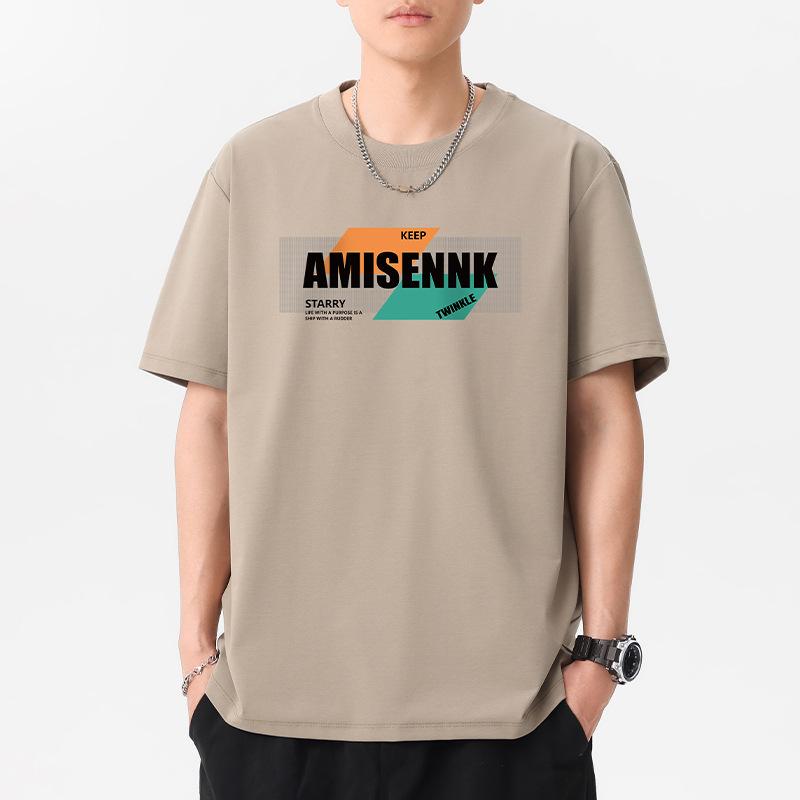 Amisennk Pattern 12 Colors Men's Short Sleeve T-Shirt 100% Cotton Streetwear Tee
