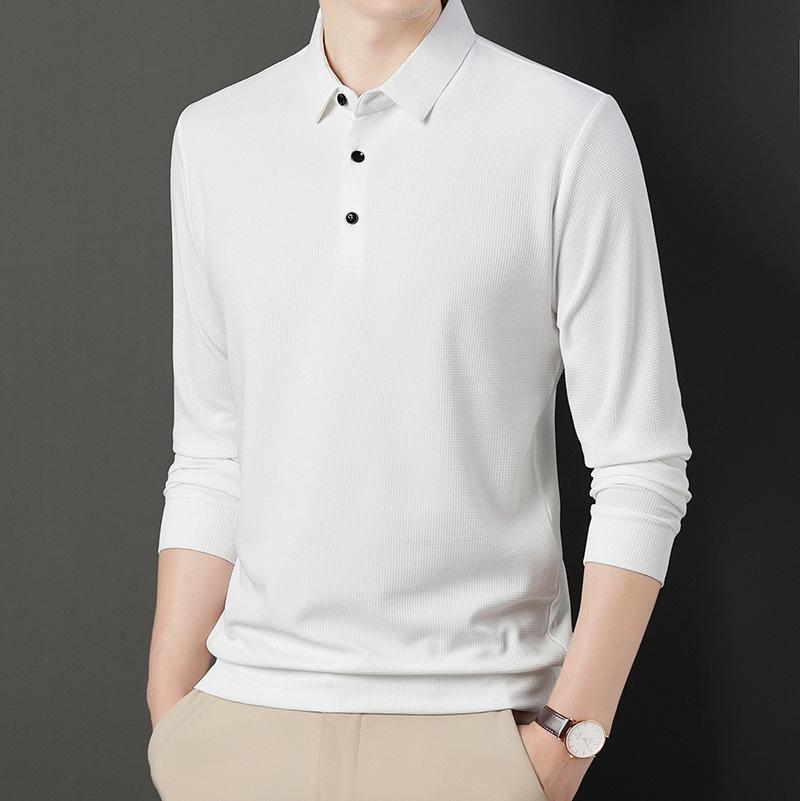 Men’s Waffle Knit Long Sleeve Polo Shirt