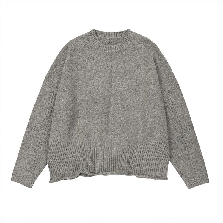 #OVDY Autumn/Winter Soft Minimalist Round Neck Rolled Edge Sweater