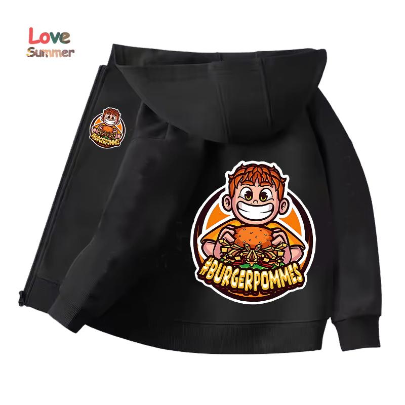 

Burgerpommes Icrimax Child Cardigan Jacket Anime Cartoon Windbreaker Hooded Spring Autumn Casual Thin Top Coat Kid Clothing Gift 160