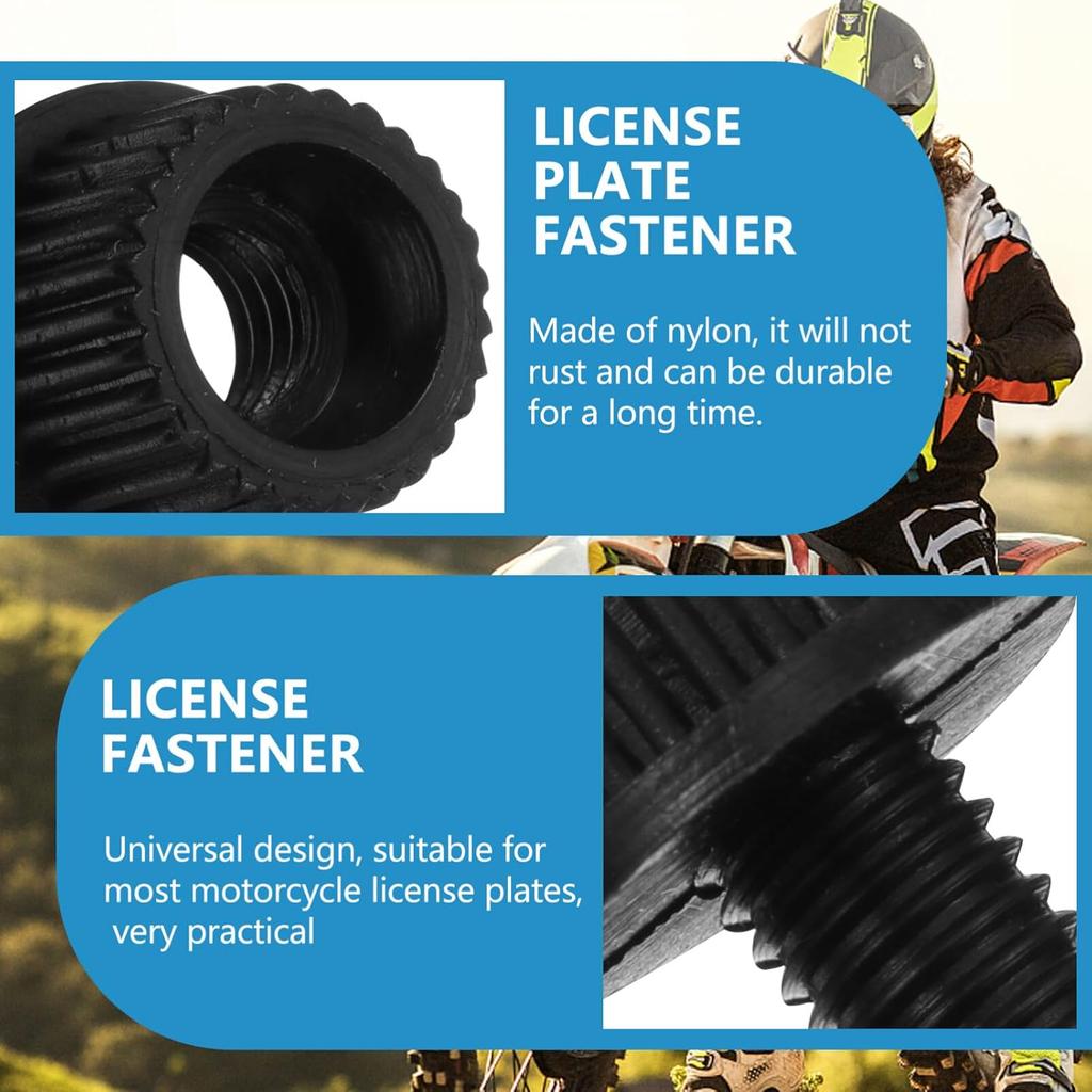 FAVOMOTO 4pcs Black Nylon License Plate Bolts and Screws for Motorcycles and Scooters Fastening Hardware Motorcycle License Plate Bolts for Secure