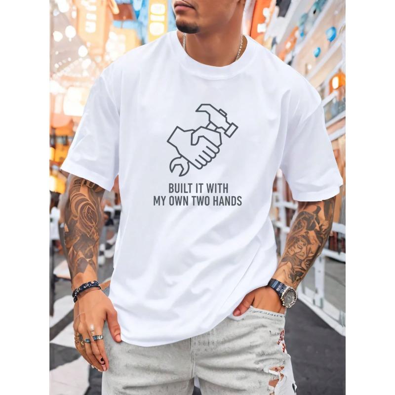 

European sizes Industrial Tool Logo Style Printed Men S T-Shirt | Summer Breathable Short-Sleeve, Regular-Fit Daily Casual Machine-Washable 4XL білий