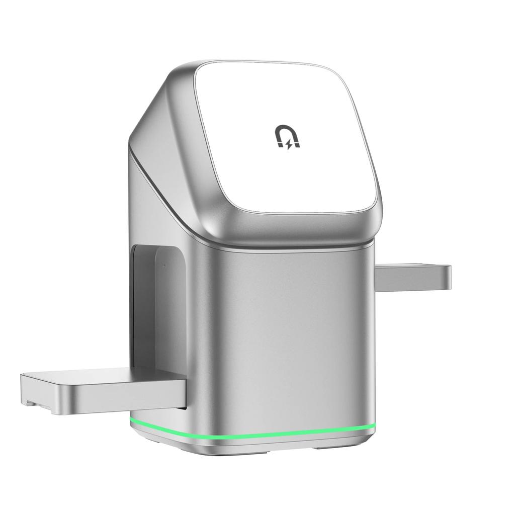 Electric Rotation 3 in 1 Magnetic Wireless Charger LED Breathing Light For Magsafe iPhone 16 15 14 13 12  Watch AirPods Pro