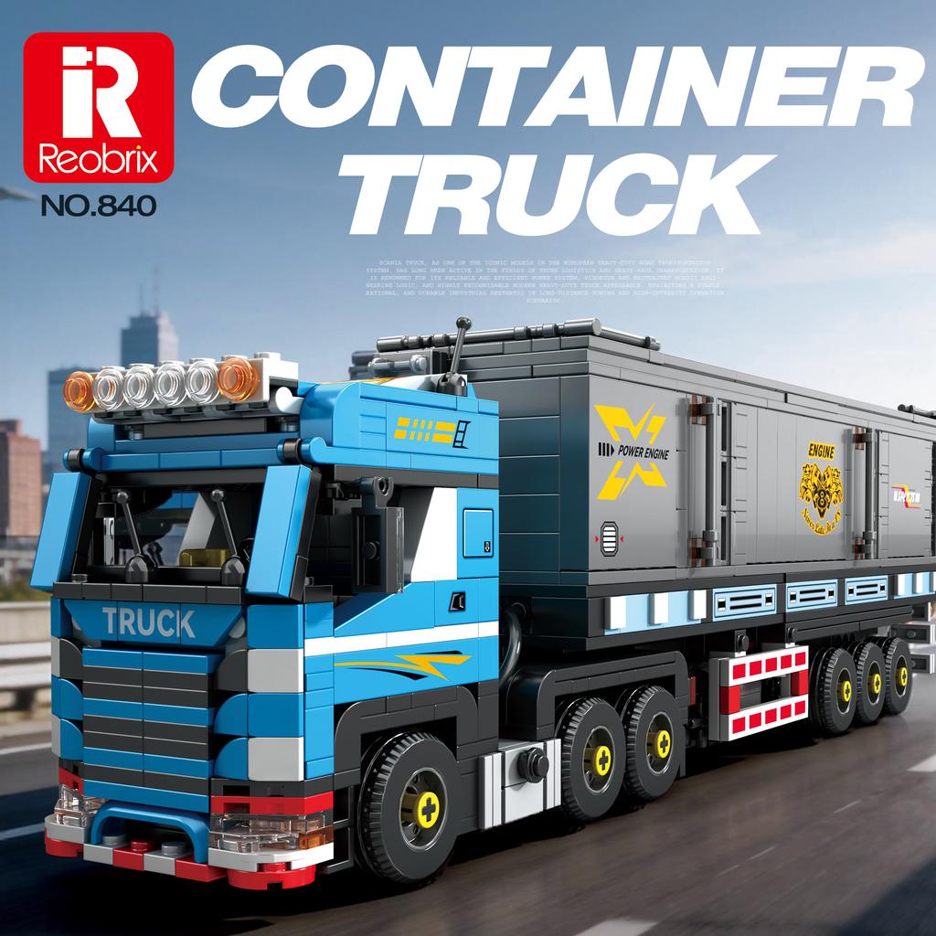 Truck Series Building Block Container Heavy Truck Trailer RV Luxury Motorhome Model Bricks Desktop Collectible Ornament Toy Gift