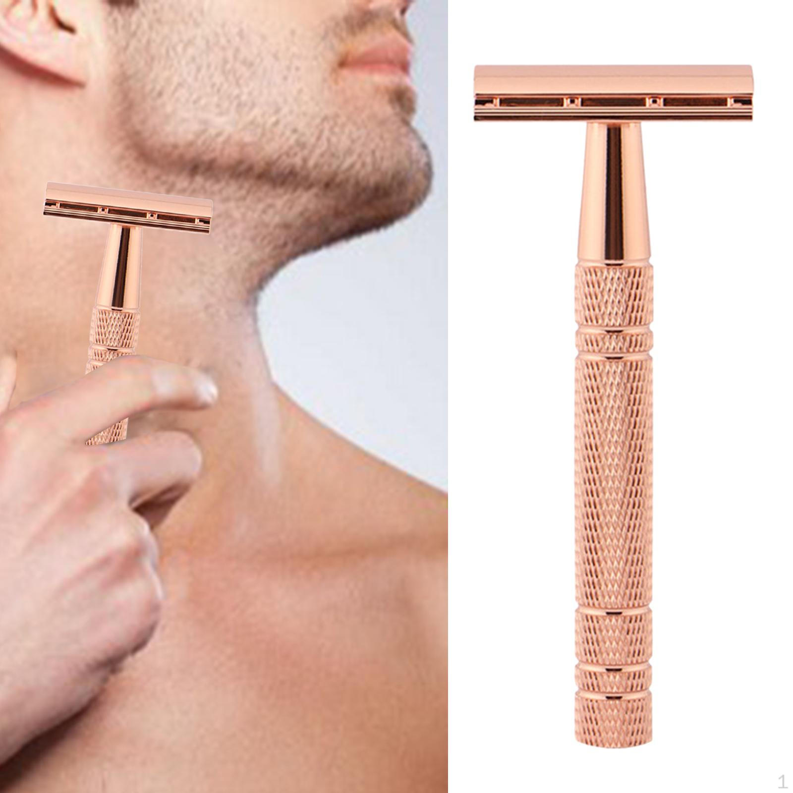 

Classic Men Double Edge Safety , Hair Removal Shaver Shaving Grooming Tool for Barber Shop with рожевий колір золота