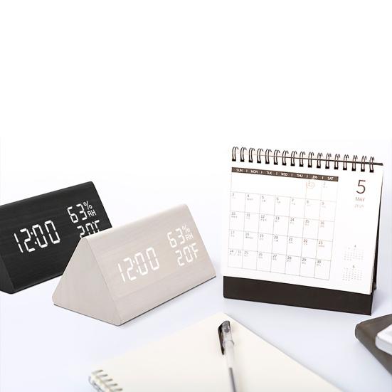 Reloj despertador con control de voz, reloj de escritorio multifuncional con pantalla transparente ABS, ahorro de energía, para el hogar 