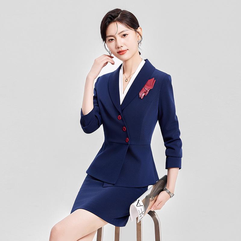 Women's High-End Suit Set for Beautician or Hotel Reception – Elegant Autumn/Spring Workwear