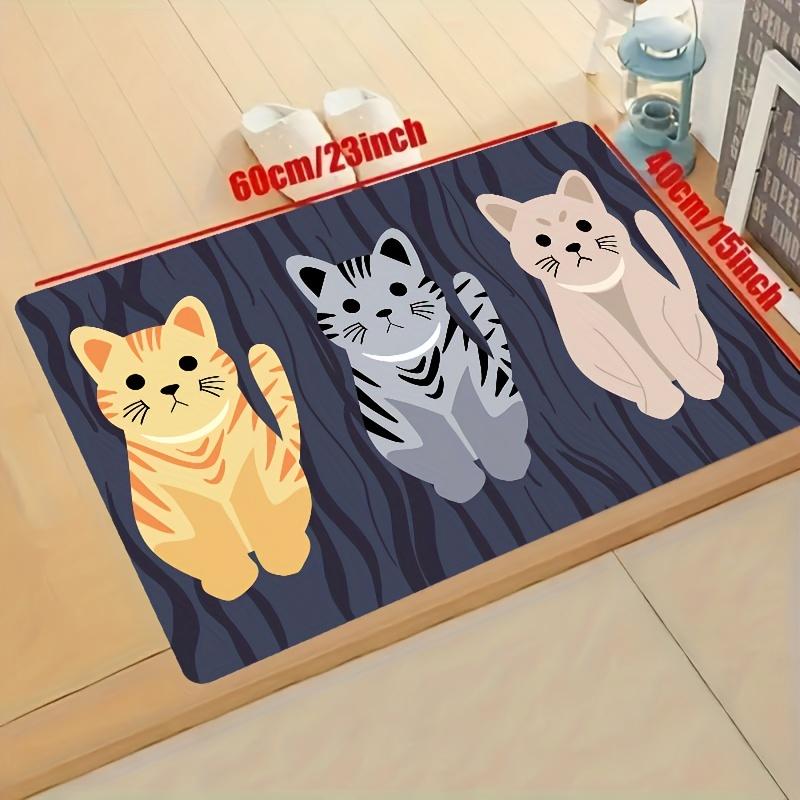 1Pcs Anti Fatigue Kitchen Rugs Cute Cat Waterproof Non-Slip Thick Cushioned Kitchen Mat Heavy Duty Comfort Standing Mat for Kitchen