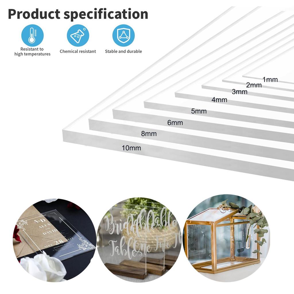 1Pcs 1-10mm Clear Acrylic Sheet, Perspex Glass Panel for Las Cutting, Model Making, Signs & DIY Fabrication Projects