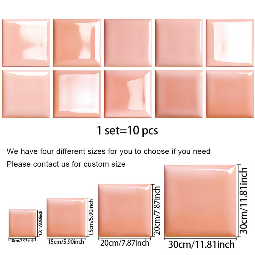 10Pcs Luxury Pink Warm Wall Stickers Imitation Brick Bedroom Decoration Waterproof Self Adhesive Tile Wallpaper Kitchen Cupboard Decor