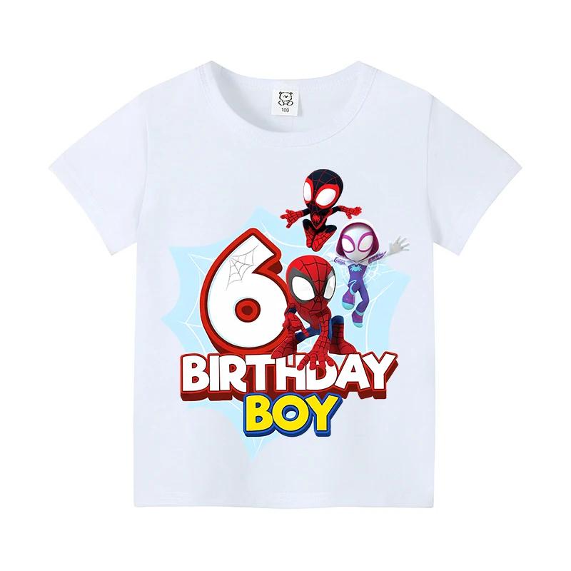 New Short Sleeve Marvels SpiderUnisex Kids Tshirt Number 19 Cartoon Figure Printed Tshirt Birthday Party Wears 100Cotton Tee