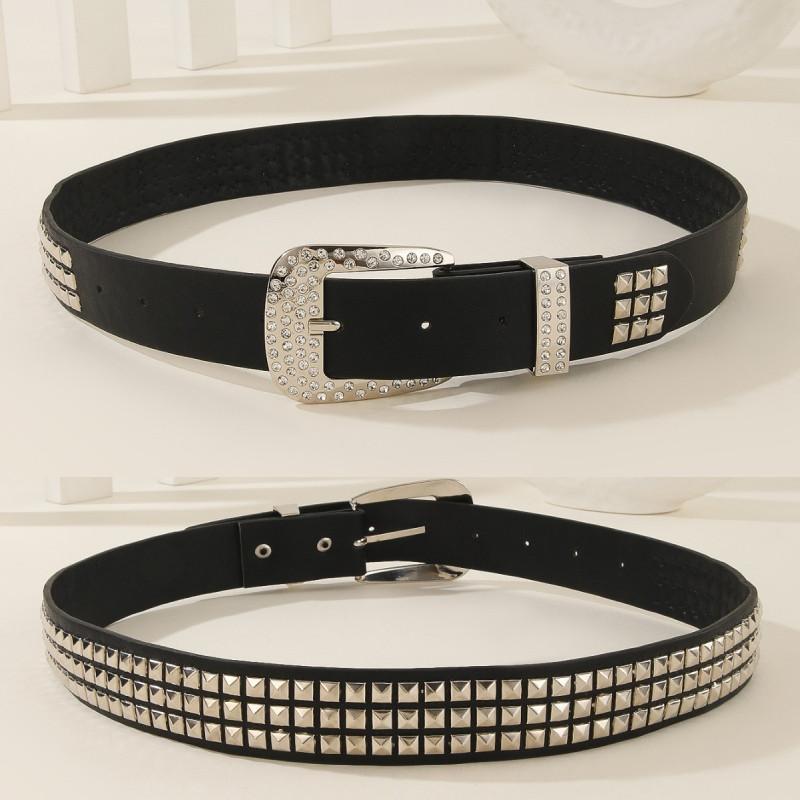Rivet Fashion And Rhinestone Decoration Women Casual Wide Belt Daily For