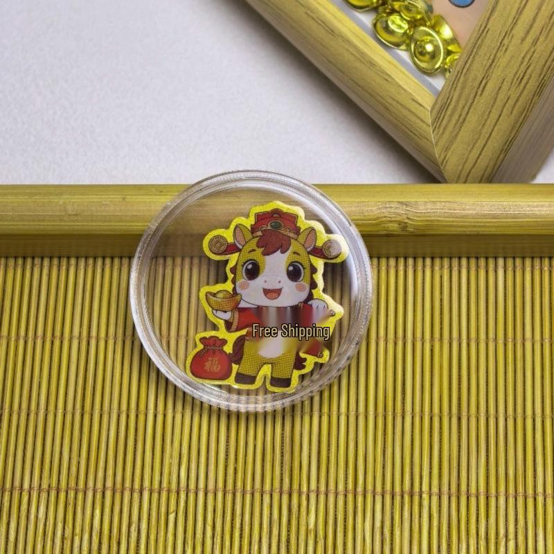 Adesivo per Telefono Cartoon con Foglia d'Oro - Adesivo in Oro Puro 999, 2 mg d'Oro, Regalo Perfetto per gli Amici.