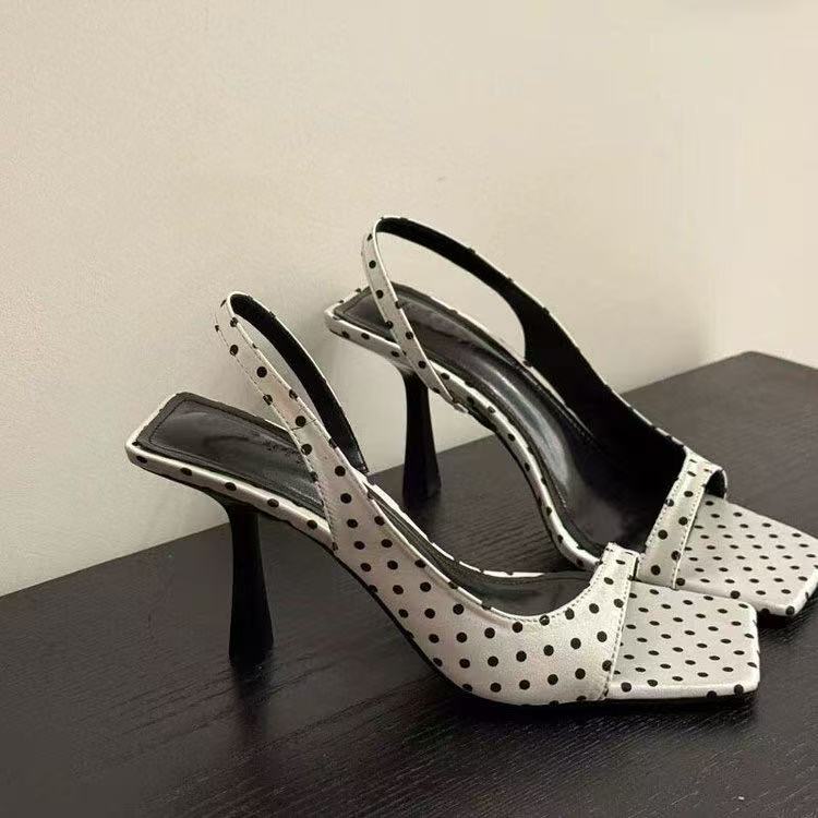 

Fashion French high-end ladies sandals that don t make your feet tired go well with skirts, thin heels, backheel straps and high heels 35