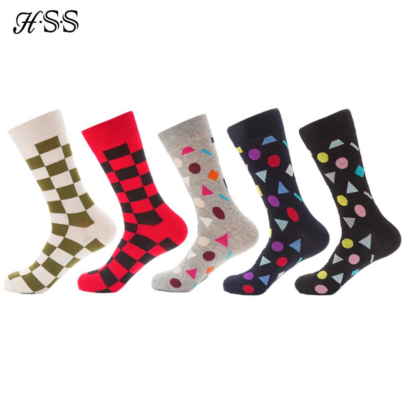 

5 пар/лот, мужские забавные хлопковые носки с оптическим пазлом, повседневные красочные носки с геометрическими фигурами