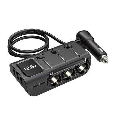 מטען לרכב 120W יציאת 3USB מתאם לרכב טעינה מהירה 12V/24V מתאם לרכב אביזרים אלקטרוניים לרכב