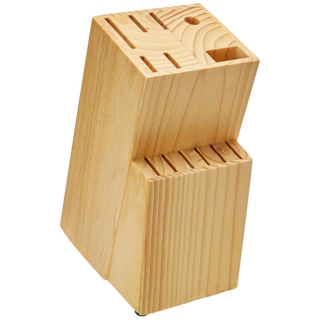 Messerset aus Edelstahl mit Klingen aus Kohlenstoffstahl und Kiefernholzblock, 14-teilig