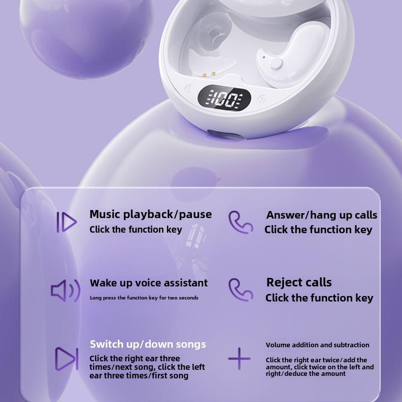 Bluetooth Headphones Mini Invisible Wireless In-ear Sleep Noise-cancelling Headphones