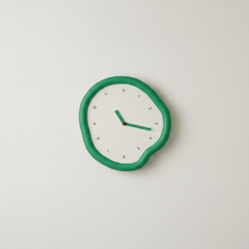 Decorative Wall Clock Organic Shape Silent Green for Living Room, Bedroom, Entryway