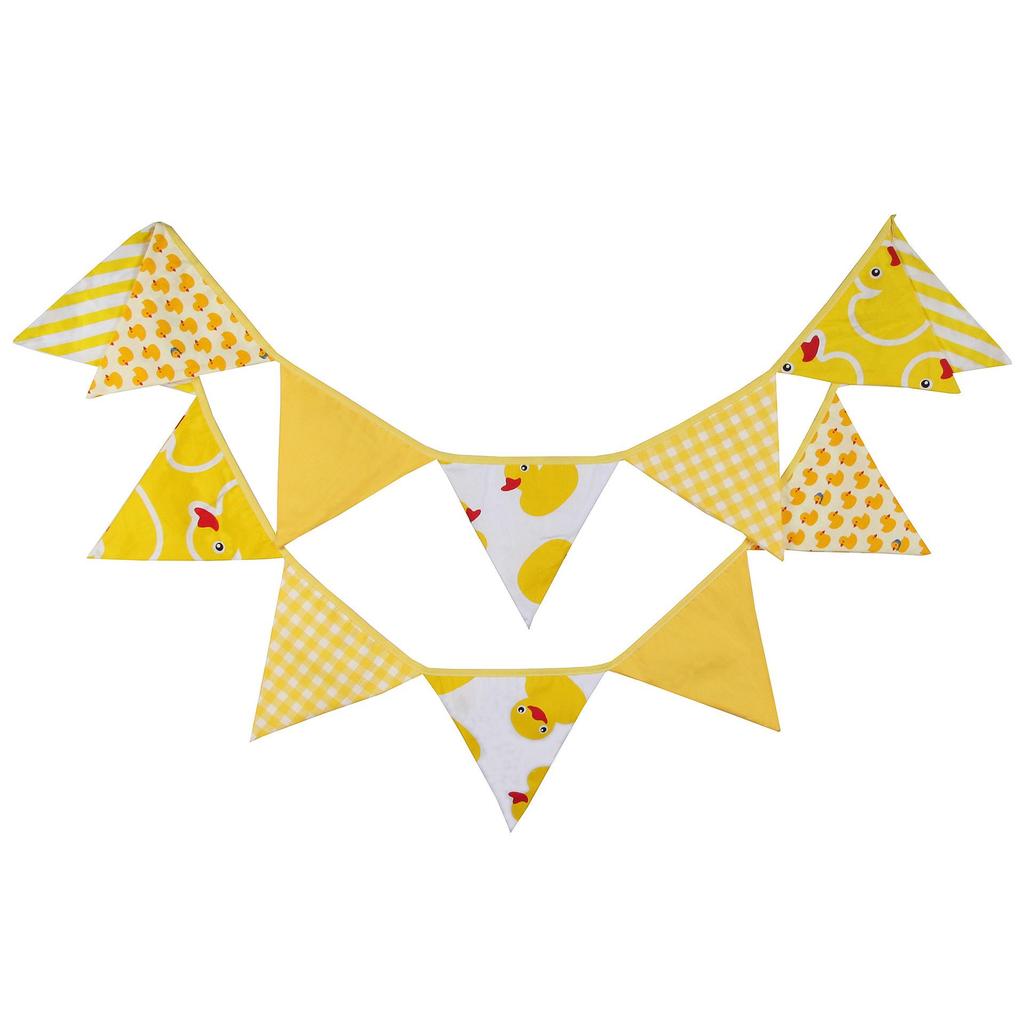Kids' Yellow Duck Birthday Party Triangle Flag - Cotton Cloth Decoration for Children's Room or Kindergarten