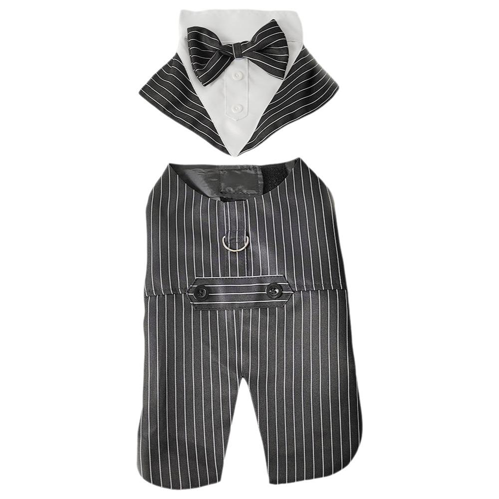 Black/Stripes Dog Tuxedo Costume Detachable Design Large Dog Costume Set Autumn Season