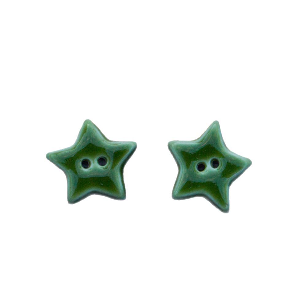 15mm Colorful Ceramic Star Buttons - Handmade Ornaments